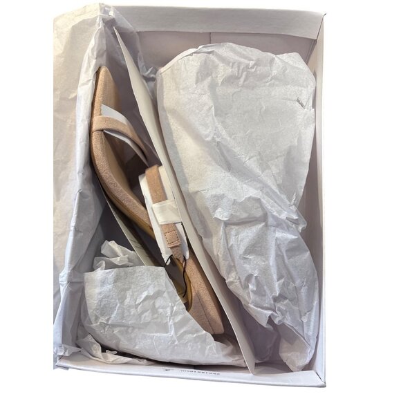 The Drop Sandals Womens 7.5 Beige Heeled White Beige Straps & Square Toe Design - Picture 10 of 13